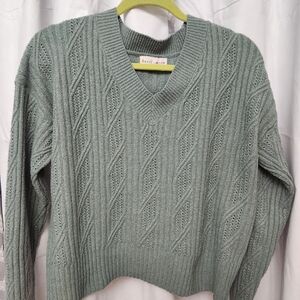 Hazel Moon Women's Sage V-Neck Sweater